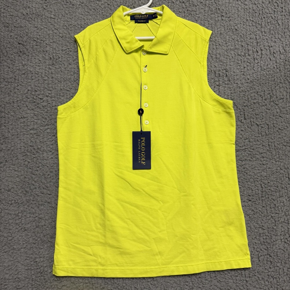 Polo Golf Ralph Lauren Women's M Neon Yellow Sleeveless Polo Activewear Top NWT